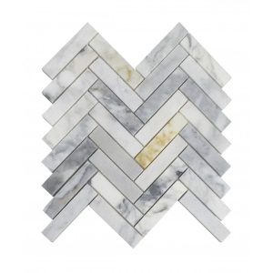 Arabescato Gold Honed Marble Herringbone Mosaic