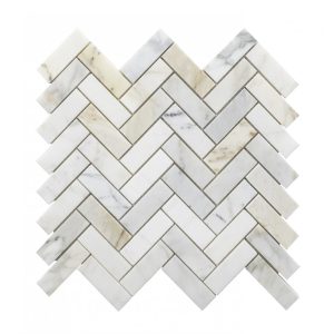 Calacatta Gold Honed Marble Herringbone Mosaic