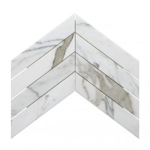 Calacatta Gold Honed Polished Marble Chevron Mosaic