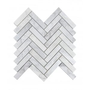 Carrara Honed Marble Herringbone Mosaic