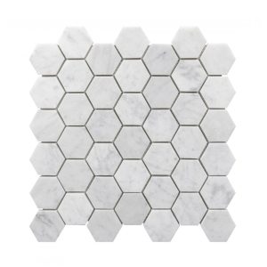 Carrara Honed Marble Hexagon Mosaic