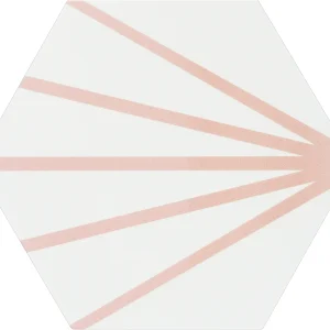 Lily Hex 2 White with Pink Line Porcelain