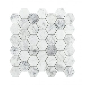 Bianco Venito Statuario Honed Marble Hexagon Mosaic