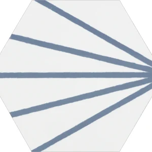 Lily Hex 2 White with Blue Line Porcelain