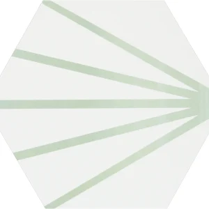 Lily Hex 2 White with Green Line Porcelain