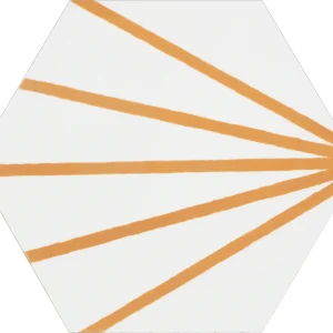 Lily Hex 2 White with Mostaza Line Porcelain